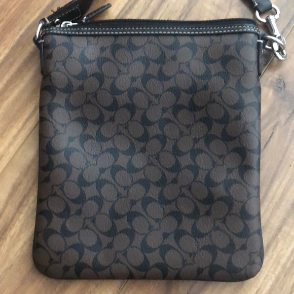 Brown & Black Leather Coach Kitt Crossbody Purse - Picture 3 of 4